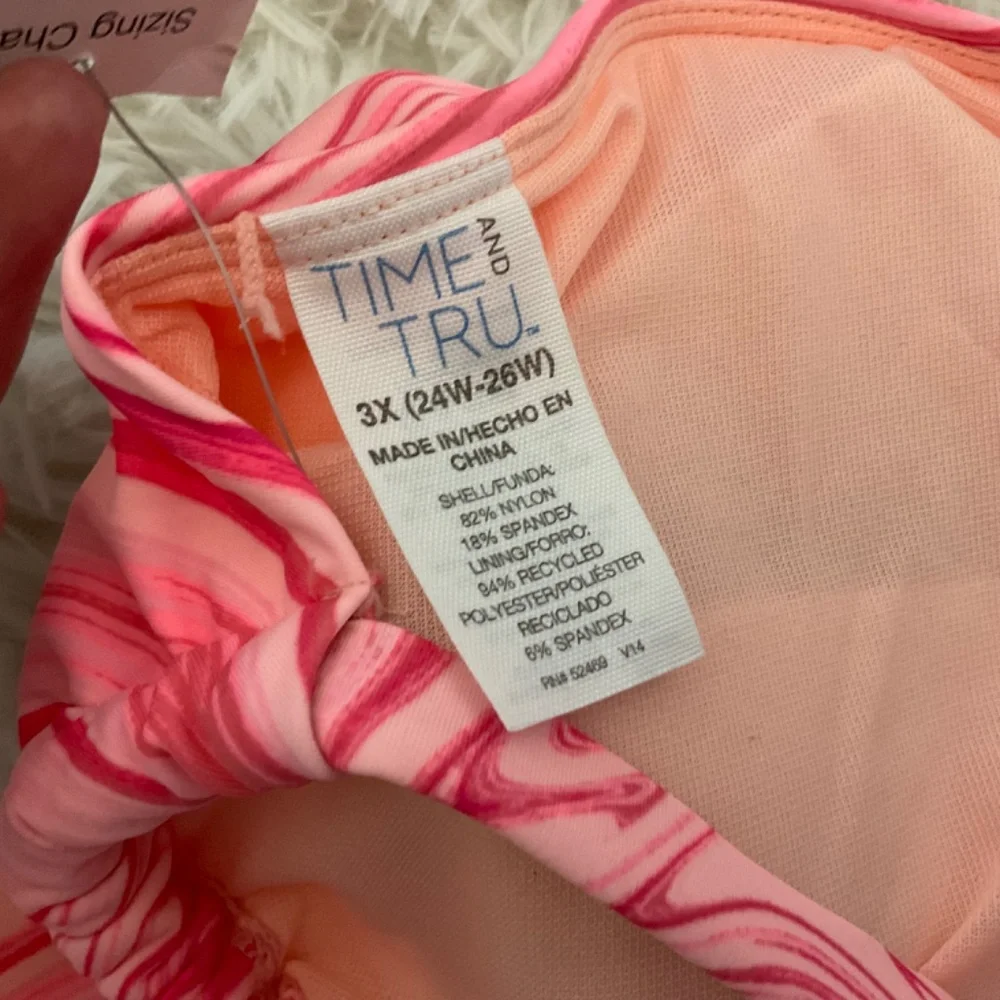 Time and Tru Mid‎ Rise Cheeky Fit Bikini - Pink Marble - Size 3X